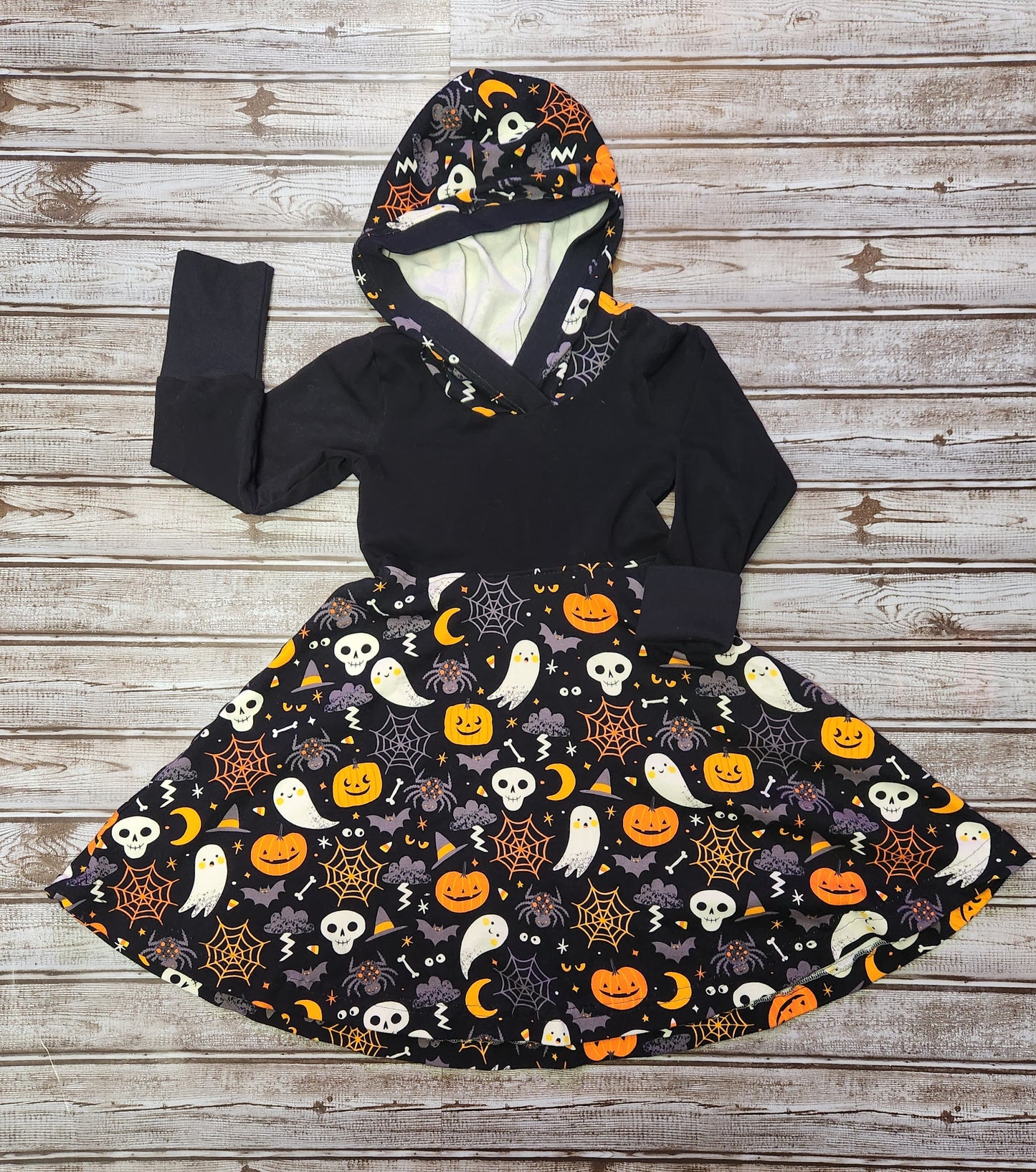 Halloween Hooded Dress - 3t-6y - Black Assorted Halloween