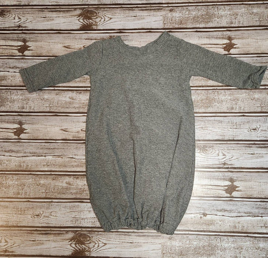 Baby Gown - Charcoal -Sizes Newborn, 0-3, 3-6, 6-9, and 9-12 month